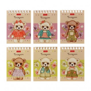 Блокнот А7 Hatber спираль м/обложка 40л Мишки малышки 081182