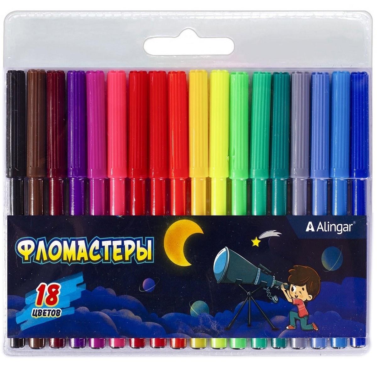 Фломастеры 18цв Alingar Подзорная труба AL8978