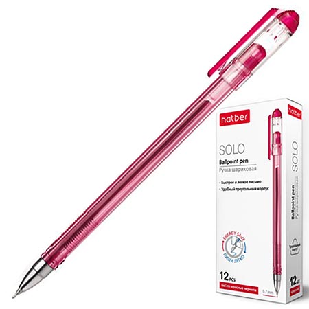 Ручка шариковая Hatber Solo красная 0.7 мм GP_058622