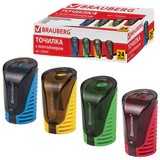 Точилка BRAUBERG "Cell" с контейнером. пластиковая. овальная. цвет корпуса ассорти. 226944