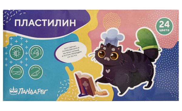 Пластилин 24 цвета ПандаРог Творческие котики 480гр 15-3664