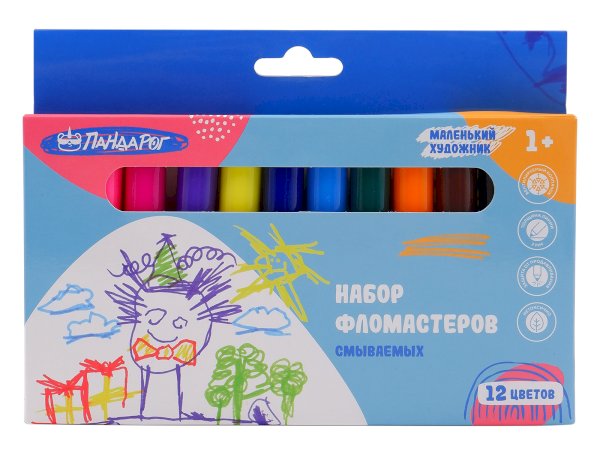 Фломастеры 12цв ПандаРог Маленький художник 15-3244