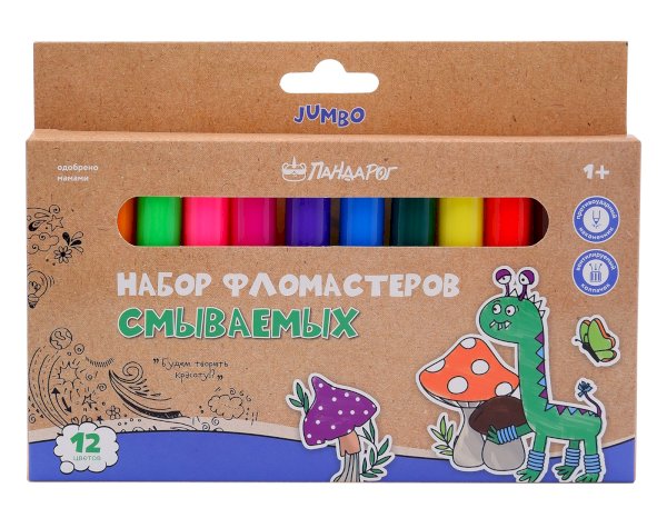 Фломастеры 12цв ПандаРог Чудотворики 15-3243
