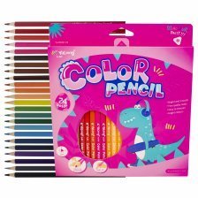 Карандаши 24 цв цветные Yalong.. "DINO. BANG!" деревянные. трехгранные. заточенные YL221021-24