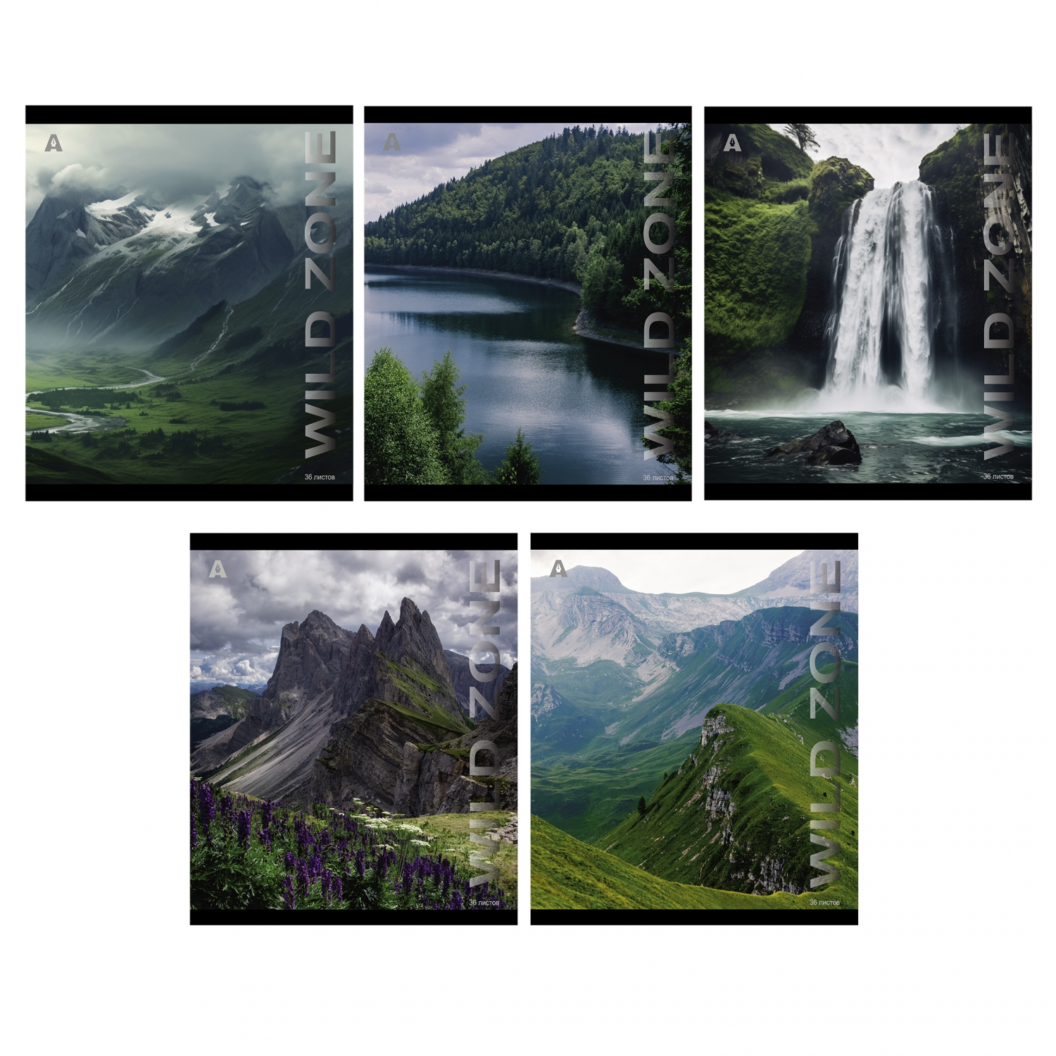 Тетрадь 36л линия Alingar Wild zone скрепка. офсет. мелованная бумага. 5 дизайнов AL10348/20