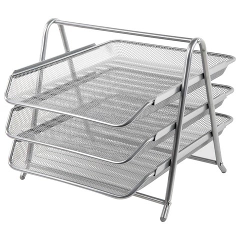 Лоток горизонтальный 3 отделения металл серебро Brauberg 231953