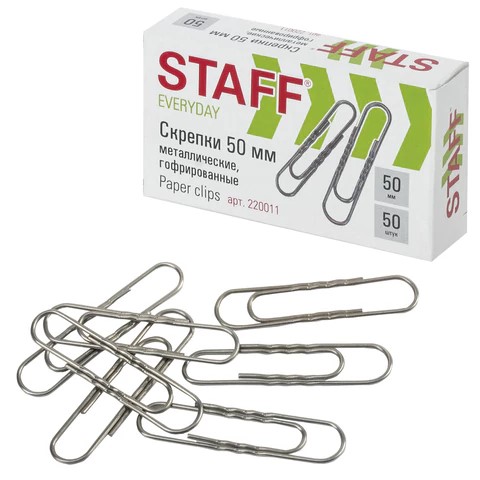 Скрепки 50мм 50шт  Staff everyday гофрированные металл 220011