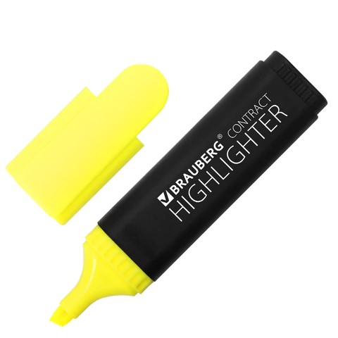 Маркер текстовый Brauberg желтый скошенный 1-5 мм