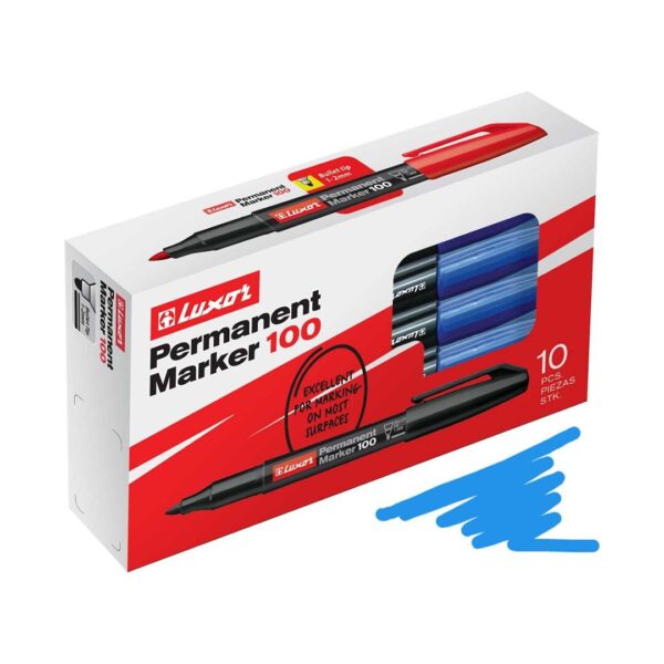 Маркер перманентный красный 1-2мм Luxor Permenent marker 100 3413/12