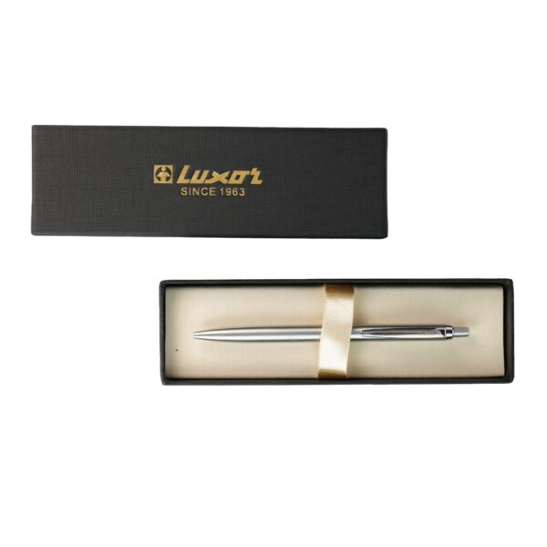 Ручка шариковая синяя 0.7мм серебро/хром Luxor Trident 210081