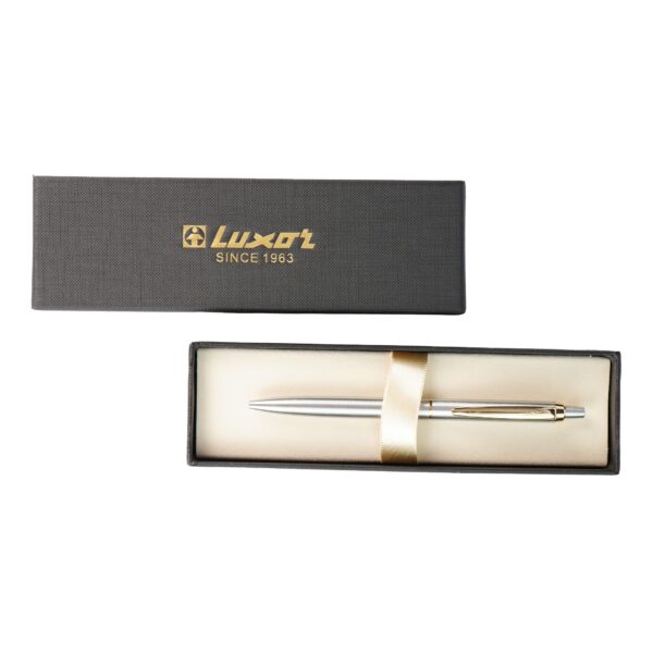 Ручка шариковая синяя 0.7мм серебро/золото Luxor Trident 210082