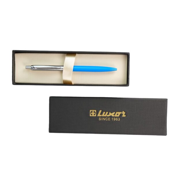 Ручка шариковая синяя 0.7мм серебро/светло-синий Luxor Trident 210085