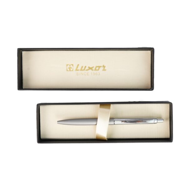 Ручка шариковая синяя 0.7мм серебро-серый Luxor Trident 210086