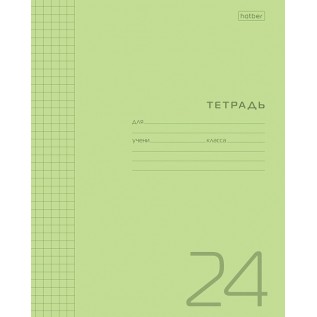 Тетрадь 24л клетка Hatber пластик. скоба. зеленая 24Т5В1 083594 1