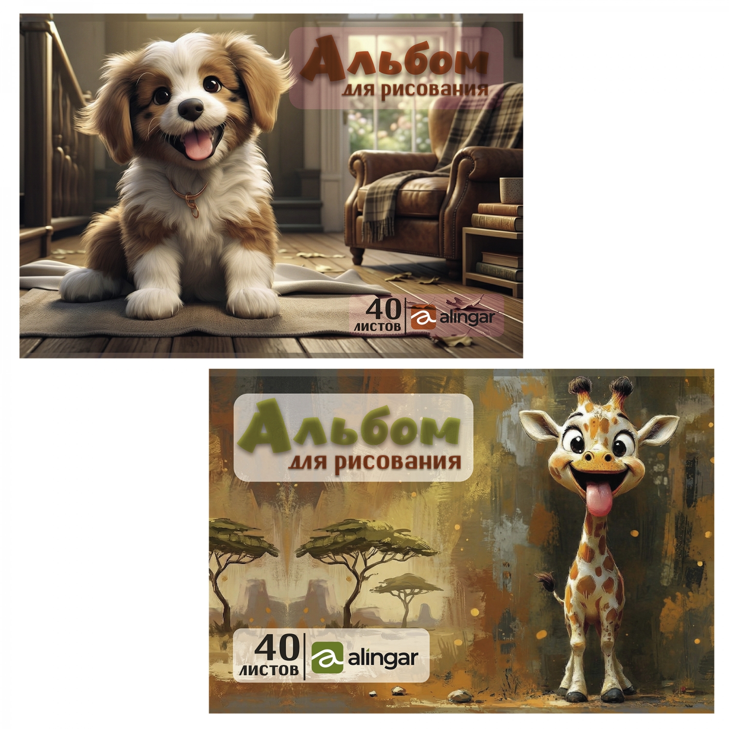 Альбом 40л  А4 Alingar .на скрепке .мелованный картон 210г/м2. офсет 100 г/м AL11583