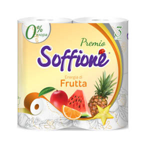Бумага туалетная трехслойная 4 рулона Soffione Premio