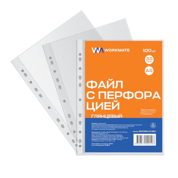 Файлы А5  35мкм 100шт WM глянцевый 15-8861
