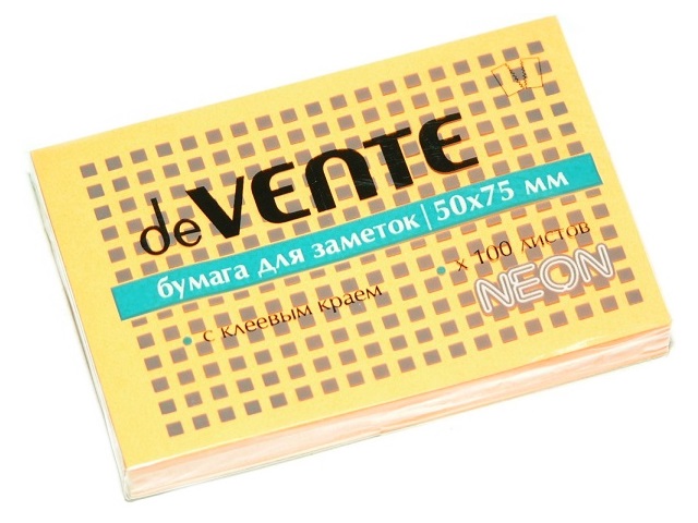 Стикер 50*75мм DeVente 100л неон оранжевый 2010315