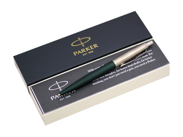 Ручка Parker шариковая автомат Jotter cиняя 1мм зеленый матовый корпус 2068511