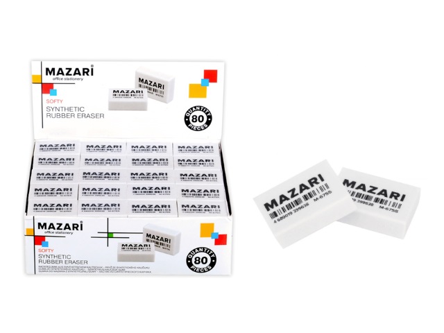Ластик Mazari Softy прямоугольный белый M-6755