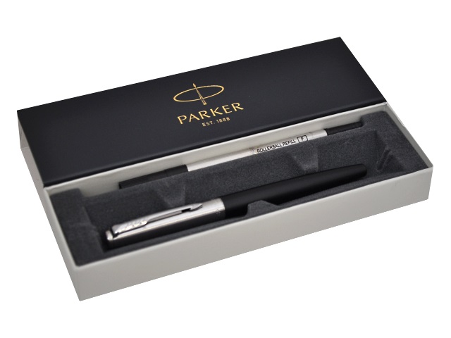 Ручка Parker роллер Jotter Core черная 0.5мм черно-серебристый корпус 2089230