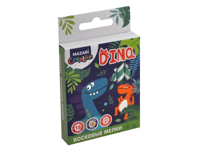 Мелки восковые 18цв Mazari Dino круглые М-6383-18