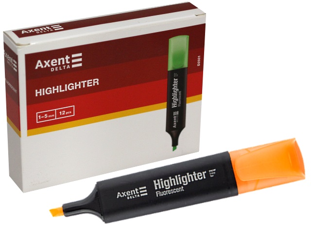 Маркер текстовый Axent Highlighter оранжевый скошенный 1-5мм D2501-12