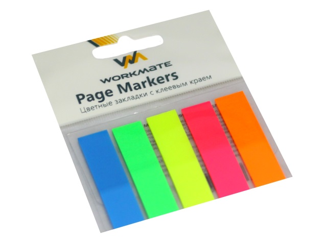 Стикер-закладка WM 45*12мм 5 цветов по 20л пластик неон 003007500
