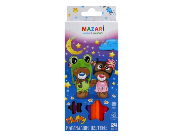 Карандаши цветные 24цв Mazari Fluffy шестигранные M-6138-24