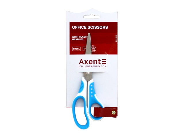 Ножницы 18 см Axent Shell прорезиненные ручки бело-голубые 6304-02-A
