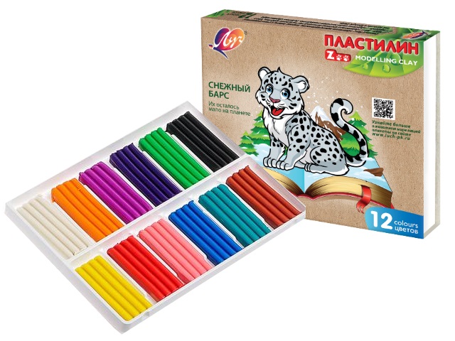 Пластилин 12 цветов Луч Zoo 180г 29С 1722-08