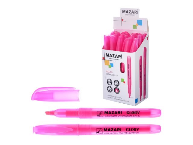 Маркер текстовый Mazari Glory розовый скошенный 4мм M-4585-76