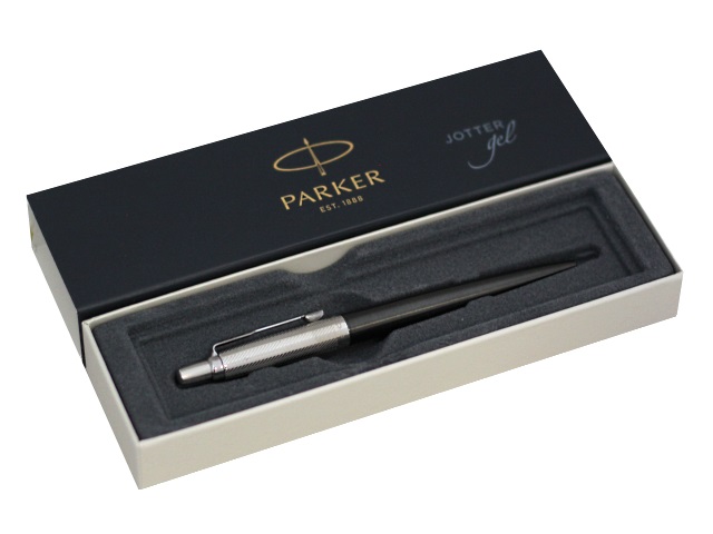 Ручка Parker гелевая автомат Jotter Premium черная 0.7мм серо-серебристый корпус 2020644
