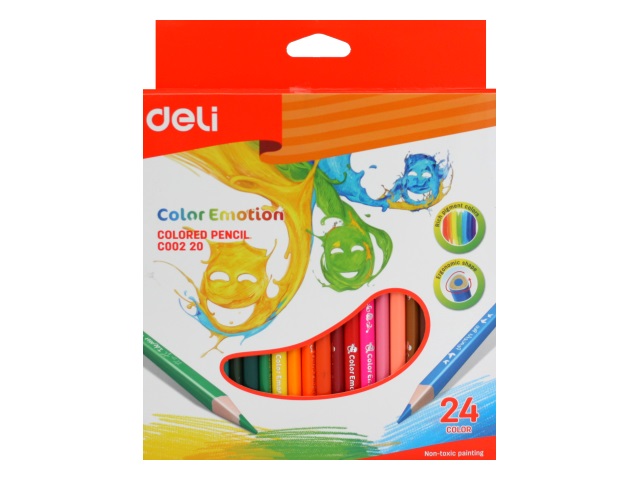 Карандаши цветные 24цв Deli Color Emotion трехгранные EC00220
