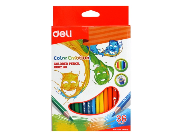Карандаши цветные 36цв Deli Color Emotion трехгранные EC00230