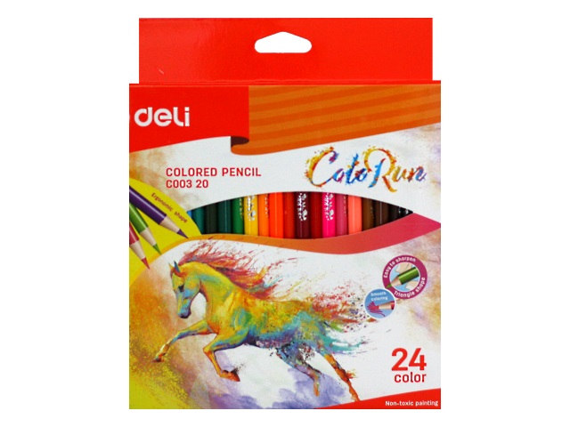 Карандаши цветные 24цв Deli ColoRun трехгранные EC00320