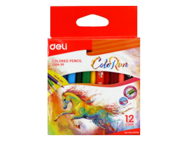 Карандаши цветные 12цв Deli ColoRun короткие трехгранные EC00400