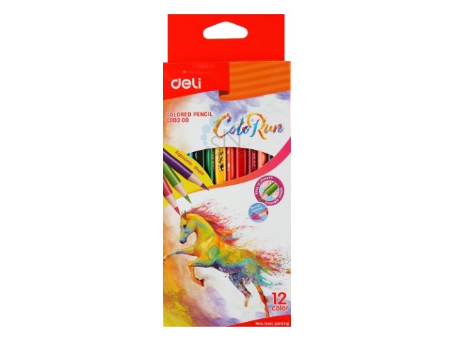Карандаши цветные 12цв Deli ColoRun трехгранные EC00300