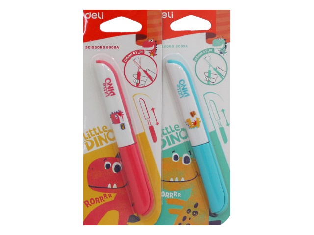 Ножницы детские 13.5 см Deli Little dino пластиковые ручки в футляре E6000A