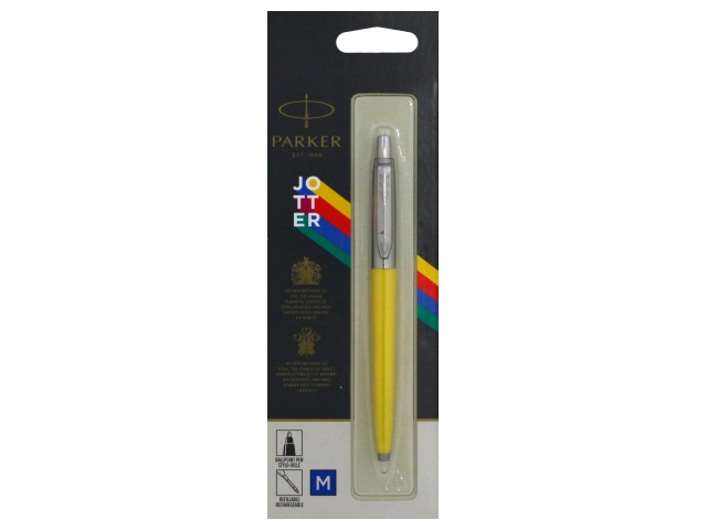 Ручка Parker шариковая автомат Jotter Color синяя 1мм желтый корпус 2076056