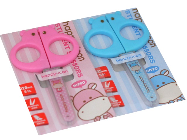 Ножницы детские 12.8 см Deli Hippo пластиковые ручки в футляре Е6032