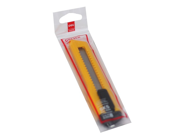 Нож канцелярский 18 мм Deli Essential желтый E2001