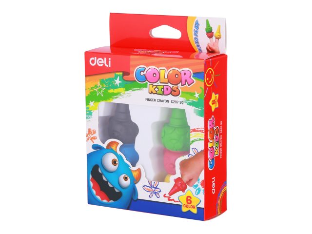 Мелки восковые  6цв Deli Color Kids пальчиковые EC20790