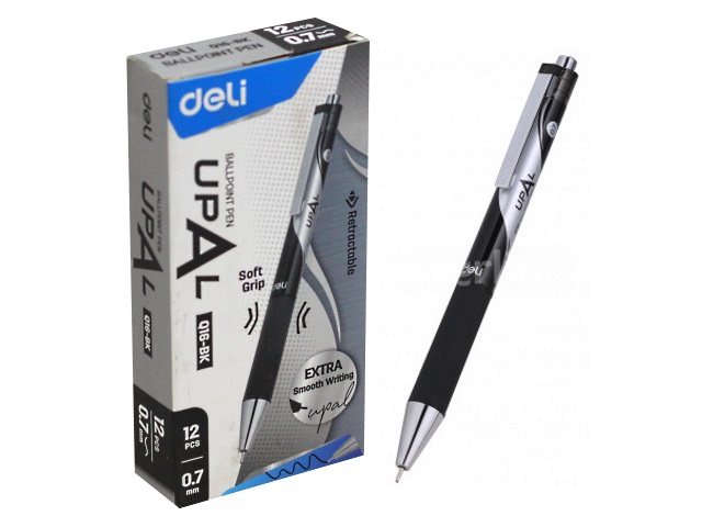 Ручка шариковая автомат Deli Upal черная 0.7мм EQ16-BK
