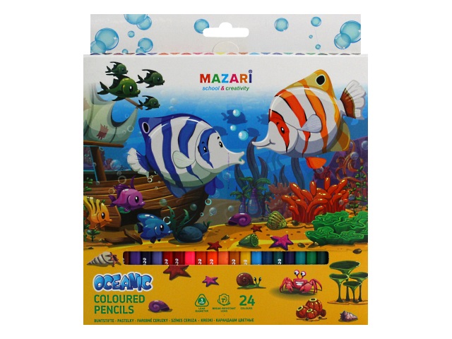 Карандаши цветные 24цв Mazari Oceanic трехгранные M-6133-24