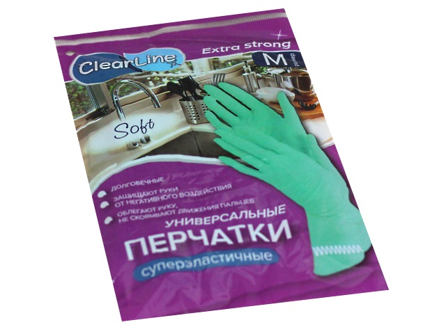 Перчатки резиновые Clear Line суперэластичные размер М