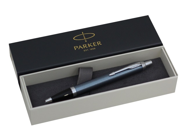 Ручка Parker шариковая автомат IM Core синяя 1мм серый корпус 1931669