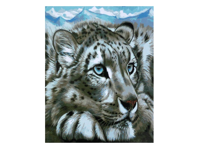 Картина по номерам по дереву 40*50см Mazari Белый леопард M-10942