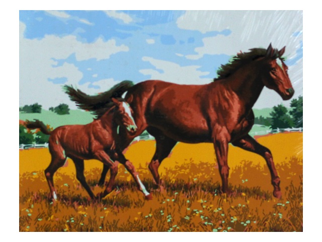 Картина по номерам по дереву 40*50см Mazari Лошадь и жеребенок M-10919