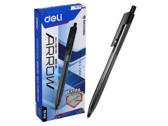 Ручка шариковая автомат Deli Arrow черная 0.7мм EQ01320